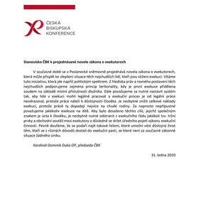 Stanovisko České biskupské konference k zákonu o exekutorech