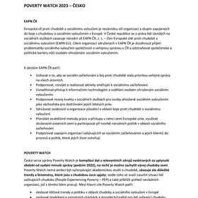 Zpráva Poverty Watch 2023 - Česko
