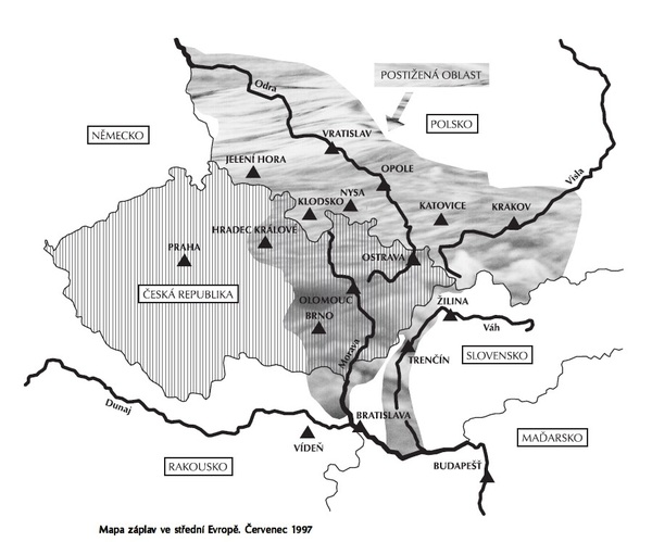 Mapa povodní 1997