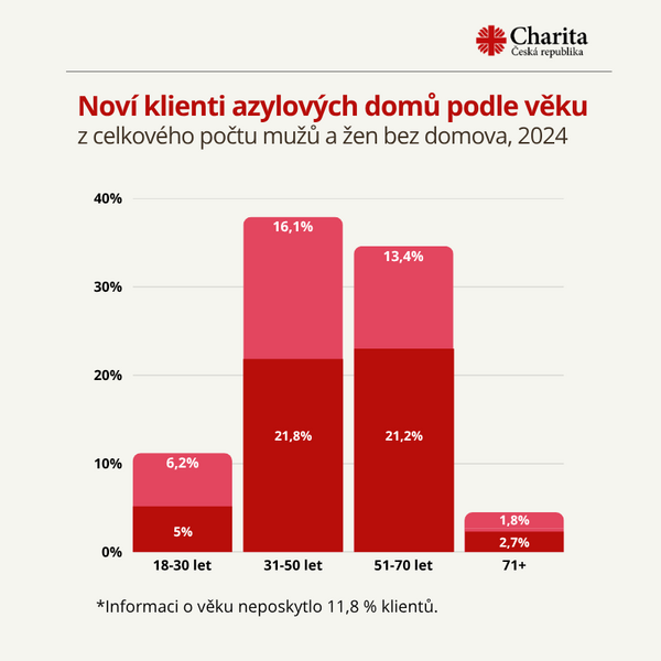 Věkové složení klientů azylových domů