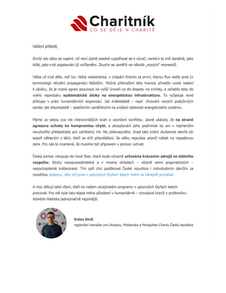 Charitník únor 2026